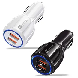 Cell Phone Chargers Dual Ports USB-A Fast Quick Charge Adapter Charging QC3.0 3.1A 2 USB Car Charger for iPhone Samsung LG Huawei Xiaomi Android Phone Universal