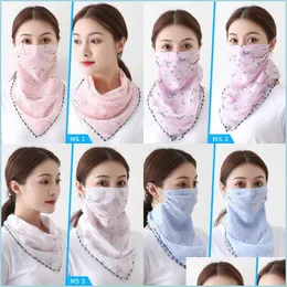 Designer Maskers Vrouw Zonnescherm Maskers Sjaal Chiffon Sluier Dames Zomer Mode Strand Tulband Stofdicht 45 Patronen Drop Levering Thuis G Dhiw0