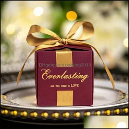 Gift Wrap Candy Case Square Retur Ceremony Idea Ny stil sockerkartong bröllop silkband båge presentförpackning Box säljer väl 0 78QS P1 DHCMK