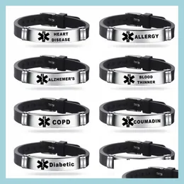 Other Bracelets Stainless Steel Engravable Bracelet Medical Alert Id Bracelets Diabetes Epilepsy Alzheimers Allergy Women Men Sile D Dhhk8