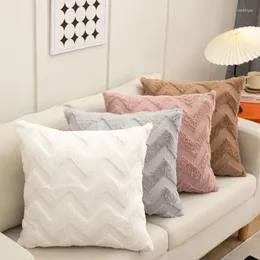 Pillow 45x45cm Plush Throw Covers Solid Color Square Bolster Wool Case For Sofa Bedroom Car Cusihion Cover Decorative