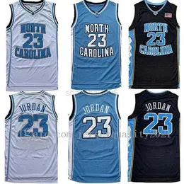 Il basket universitario indossa uomini professionisti NCAA North Carolina Tar Heels 23 Michael Jersey UNC Basketball Maglie di Black Blue Blue