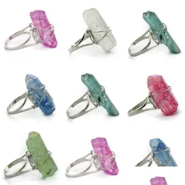 Anéis de cluster Wrap Wrap Stone Plated Rings Drruzy Healing Crystal Quartz Point Chakra Stones Charms Anel de abertura para mulheres Men Drop D DHGQC