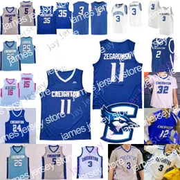 Jerseys de basquete Creighton Jersey de basquete NCAA College Marcus Zegarowski Mitch Ballock Rati Andronikashvili Alex O'Connell Jacob Epperson Antwann Jones