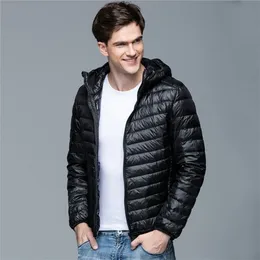남자 다운 파카스 남자 푹신한 겨울 코트 패션 후드 90% 흰색 오리 재킷 초경량 복어 휴대용 슬림 5xL 6xL 221111
