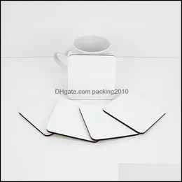 Mats Pads 9x9cm Coaster de sublimação de madeira tapetes de mesa em branco MDF Insiação de calor Térmica Copo DIY 1212 V2 Drop Delivery DHXWB