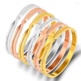 Bangle Gold Color Intersect Design Bangles Bracelets Casal Jóias de Jóias Inexless Círculo de Metal Metal para Mulheres Amante