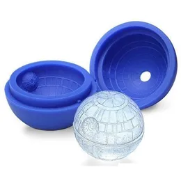 Glassverktyg Creative Sile Blue Wars Death Star Round Ball Ice Cube Mold Tray Desert Sphere Mod Diy Cocktail Kitchen Bar Accessor DHWVR