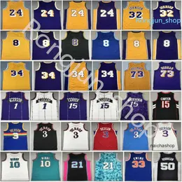 Maglia da basket cucita retrò Mitchell e Ness Iverson Pippen Rodman McGrady Anthony Garnett Malone Mutombo Bibby Stockton Campbe