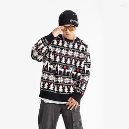 Herrenpullover High Street Hip Hop Herrenpullover Mode Lose Paar Vintage Weihnachtspullover Lässig O-Ausschnitt Qualität Gestrickt Herren