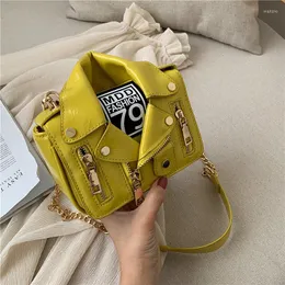 Evening Bags Designer Luxury Chain Motorcycle Women Clothing Shoulder Rivet Zipper Jacket Bag Messenger Leather Handbags