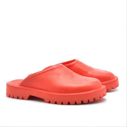 Italien Lux sandal Märke Perforerade tofflor Designersandaler Slide Beach Flats Skor Plattform Kil Gummi Cut-Out Transparent Material Mode Män Kvinnor
