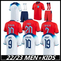 22/23 Futbol Formaları Ulusal Futbol İngiltere'si Dünya Kupası Kitleri Sterling Saka Rashford Grealish Dağı Futbol Gömlekleri Kaleci Erkekler Çocuk Kiti Set Üniformaları