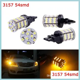 Lampadine per auto 4Pcs 3156 3157 Ambra Xenon Bianco Luci di retromarcia / Coda 54Smd Led Car Light Bb Drop Consegna Cellulari Motociclette Illuminazione A Dhdxy