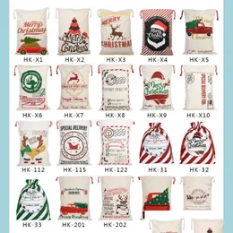 Christmas Decorations Christmas Decorations Sacks Gift Bags Large Organic Heavy Canvas Bag Santa Sack Dstring With Reindeers Party C Dhcsb