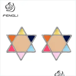 Stud Stud Fengli Orecchini geometrici classici per le donne Design semplice Colorf Star Orecchino Lady Girl Party Jewelry Drop Delivery Dhzoi