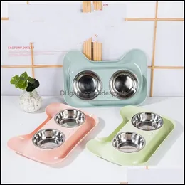 Cat Bowls Feeders Cute Cat Bowl Nonslip Pet Bowls Dog Food Double Water Elevated Feeder 22 S2 Drop Delivery Home Garden Supplies Dhnvh