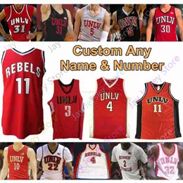 Anpassad 2023 Unlv Rebels Basketball Jersey NCAA Larry 4 Johnson Shawn 31 Marion Lamar 5 Odom 34 Rider 23 Reggie Theus Amauri Hardy