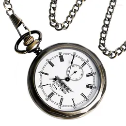 Карманные часы с стимпанк уникальные секунды маленький циферблат Механические часы Открыть лицевое лицо