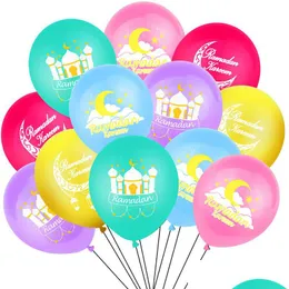 Other Event Party Supplies Ramadan Balloons 12Inch Latex Eid Mubarak Kareem Muslim Islamic Festival Party Diy Decorations Drop Del Dhgjz