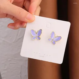 Stud Earrings 2022 Fashion Trend Butterfly Jewelry All-match Purple Bow Female Girlfriends