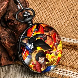 Pocket Watches Cartoon Anime Printing Watch Children Quartz Simple Chain Clock Collectibles Gifts For Kids Friends Fans