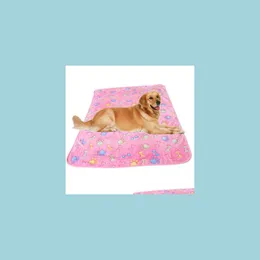 Kennels Pens Pet Blanket Paw Prints Blankets For Hamster Cat And Dog Soft Warm Fleece Mat Bed Er Drop Delivery Home Garden Supplies Dhtbh