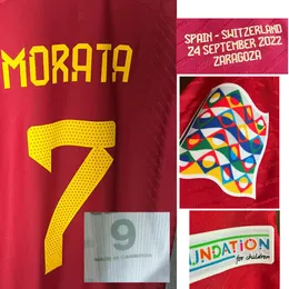 Home Textile 2022 Match Worn Player Issue Morata Jersey Torres Asensio Ansu Fati Iniesta Xavi Gavi Koke Pedri Carvajal Maillot Soccer Patch Badge