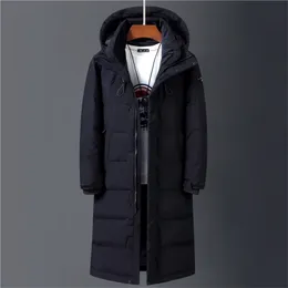Parka da uomo in piumino invernale 90% giacca d'anatra bianca con cappuccio cappotto moda di alta qualità lungo addensato caldo nero 221111