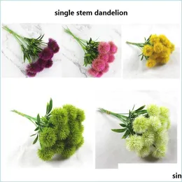 장식용 꽃 화환 단일 줄기 민들레 플라스틱 인공 휴일 축제 결혼식 파티 테이블 장식 25cm 가짜 홈 DHKJP