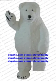 Trajes de mascote de urso branco de pele longa mascote ursos polares de desenhos animados de desenhos animados de desenhos animados e lembranças Cerimônia de captura ZX1451