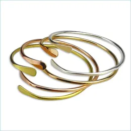 Bangle Bangle Mylongingcharm 10Pcs/Lot Blank Brass Stacking Bangles Smooth Oval Bracelet Open Cuff F1671 Drop Delivery Jewelry Bracel Dhzwt