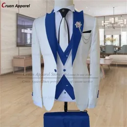 Ternos masculinos Blazers 20 cor clara de cor elegante para homens mans magros nobrinho noivo de casamento de casamento de casamento personalizado calças de colete formal Blazer 3pcs 221111