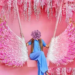 Altre forniture per feste di eventi Altri forniture per feste di eventi decorazioni di altalene creative personalizzate grandi ali di angelo rosa carine pografia dhpho