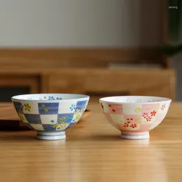 Skålar sakura par skål keramik vaisselle hushåll japanska äter litet enskilt risporslin för köksborest