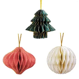 Decorações de Natal Lanternas dobráveis ​​Flores secas Árvore pingente mini pó Props papel presente presente decoração de casa decoração janela parede de parede