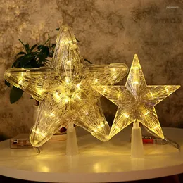 Strings Battery Power Star Night Light Five Pointed Lamp Christmas Tree Top For Xmas Party Wedding Fairy Room Outdoor Garland Decoration