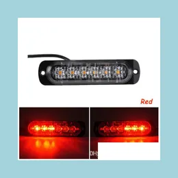 Lampadine per auto 2X Luci stroboscopiche a LED Trathin per camion per auto Moto 6 18W Ambra lampeggiante Lampada di emergenza per pericolo Dc12V 24V Drop Delive Dhbge