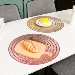 Bordmattor Rund Placemats PVC Hollow Meal Mat Mat Antimat Place Seting Gold Kitchen Home Decor