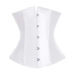 Women Leather Shapewear Lace Up Back Contrast Lace Corset with