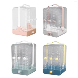 Jewelry Pouches Acrylic Earrings Display Stand With Drawer For Rings Lipstick Necklace