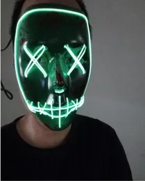 NIEUW LED Halloween Ghost Maskers The Purge Election Year Mask El Wire Glowing Mask Neon 3 Modellen Flashing Party Horror Terror 5800085