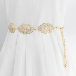 Paski puste złoty srebrny metalowy pasek liściowy dla kobiet sukienka damska regulacja elegancka łańcuch klamry klamry akcesoria