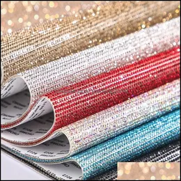 Craft Tools 20X24Cm Diy Colorf Rhinestone Sticker Sheet Selfadhesive Crystal Ribbon With Gum Diamond Sticks Decoration Cars Phone Ca Dhyvt