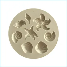 Baking Moulds Starfish Cake Mod Ocean Biological Conch Sea Shells Chocolate Sile Mold Diy Kitchen Liquid Tools Drop Delivery Home Ga Dha03