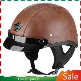 Hełmy rowerowe Otwarte twarz Hełm Casco Moto Retro Classic Casco Vintage z uszami Capacete Aberto Moto Niemieckie kaski retro motocykl vintage T221107