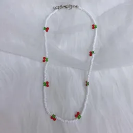 Чокер женщин богемные ювелирные украшения бусинка милая черная белая вишневая подвесная ожерель