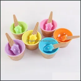 Utensili per gelato Vaschette per gelato per bambini Utensili Coppa Coppie Ciotola Regali Porta contenitore per dessert con cucchiaio Fornitura regalo per bambini 2048 V2 D Dhhbo