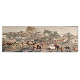 Neue chinesische Brokat-Stickerei Malerei Wohnzimmer Landschaft Hintergrund Wand dekorative Wandbild Bild von hundert Pferden