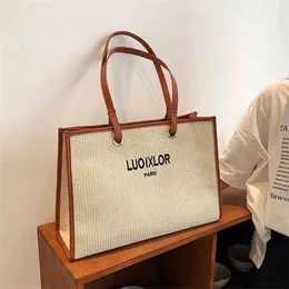 Large capacity bag women's 2022 new fashion straw simple large shoulder exotic Tote Bag Commuter Handbags